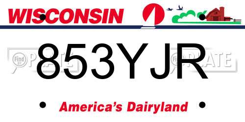 853YJR Wisconsin License Plate