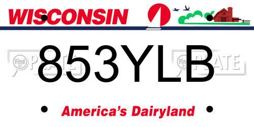 853YLB Wisconsin License Plate