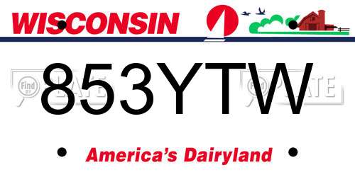 853YTW Wisconsin License Plate