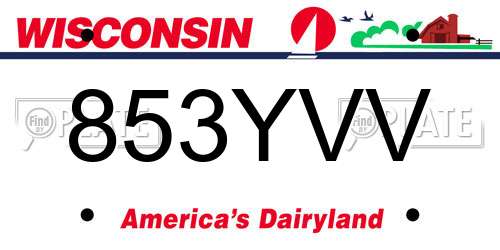 853YVV Wisconsin License Plate