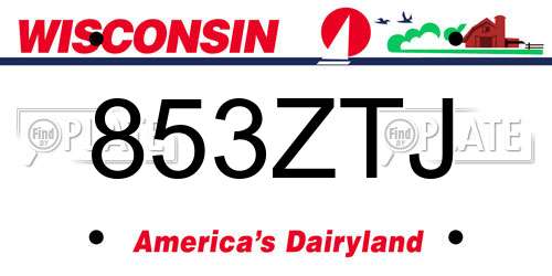 853ZTJ Wisconsin License Plate