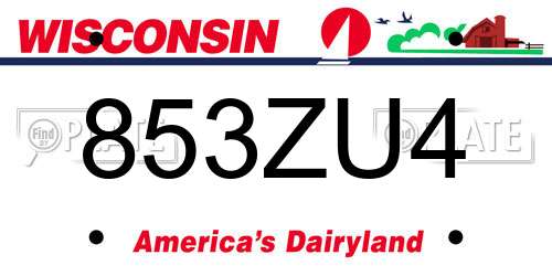 853ZU4 Wisconsin License Plate