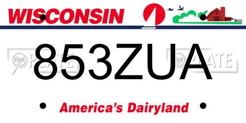 853ZUA Wisconsin License Plate