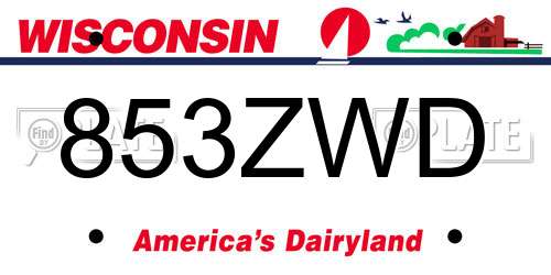 853ZWD Wisconsin License Plate