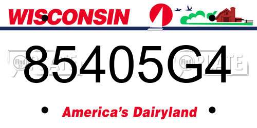 85405G4 Wisconsin License Plate