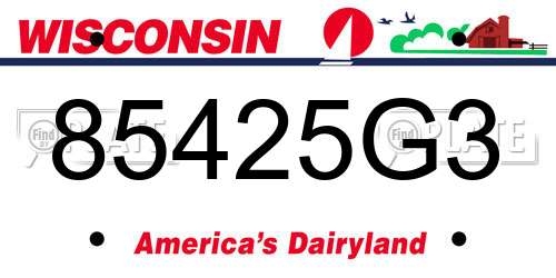 85425G3 Wisconsin License Plate