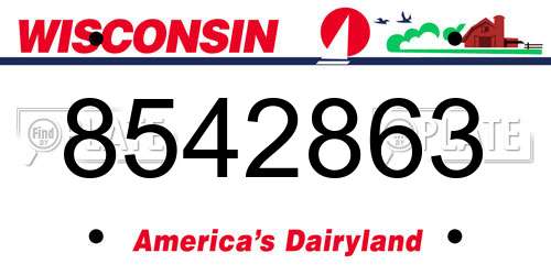 8542863 Wisconsin License Plate