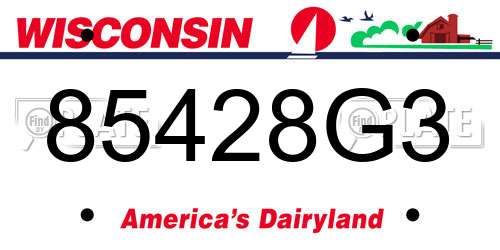 85428G3 Wisconsin License Plate