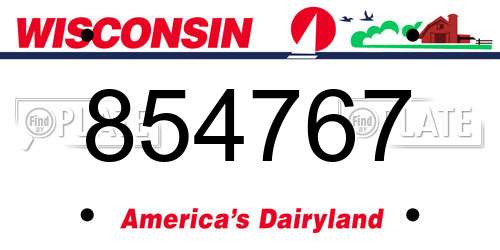 854767 Wisconsin License Plate