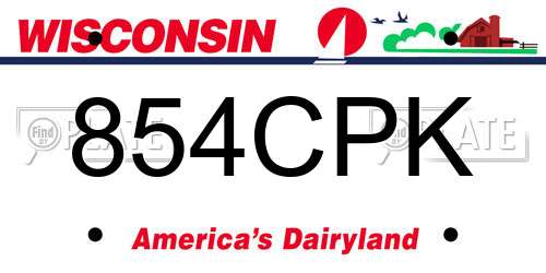 854CPK Wisconsin License Plate