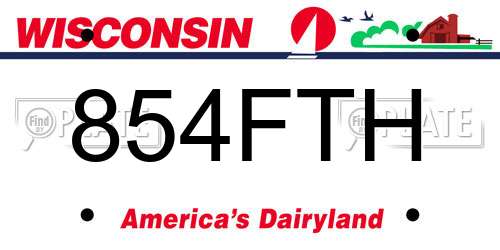 854FTH Wisconsin License Plate