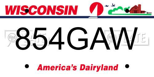 854GAW Wisconsin License Plate