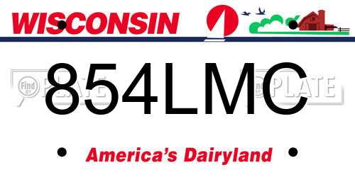 854LMC Wisconsin License Plate
