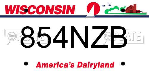 854NZB Wisconsin License Plate
