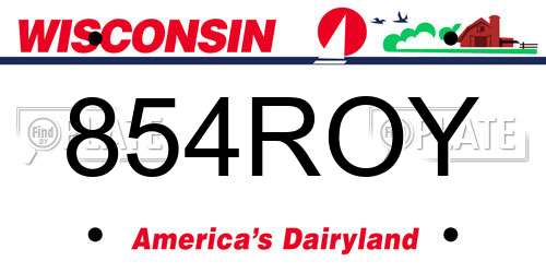 854ROY Wisconsin License Plate