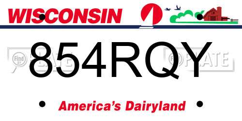 854RQY Wisconsin License Plate