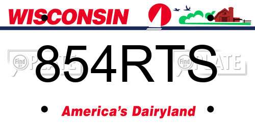 854RTS Wisconsin License Plate
