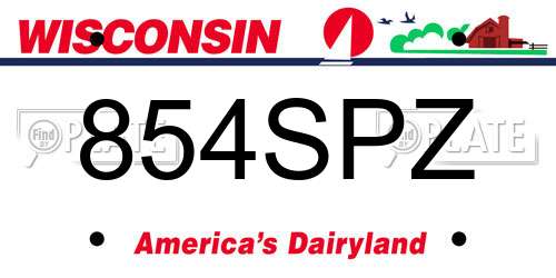 854SPZ Wisconsin License Plate
