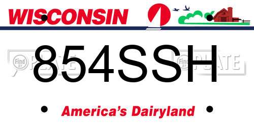854SSH Wisconsin License Plate