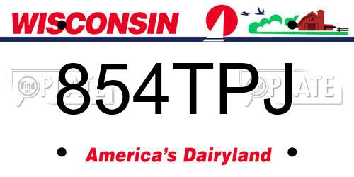 854TPJ Wisconsin License Plate