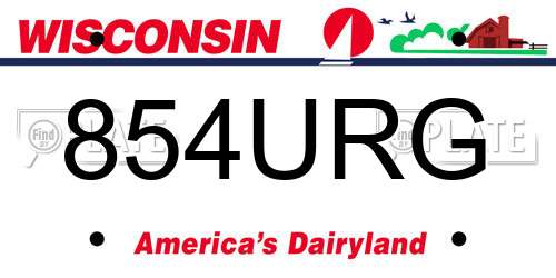 854URG Wisconsin License Plate