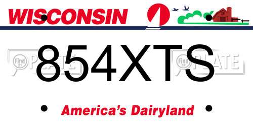 854XTS Wisconsin License Plate
