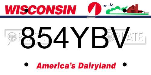 854YBV Wisconsin License Plate