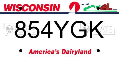 854YGK Wisconsin License Plate