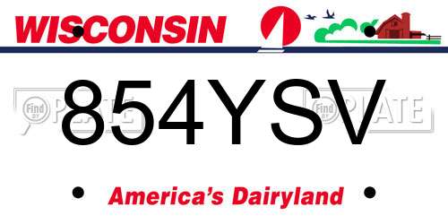 854YSV Wisconsin License Plate