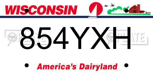 854YXH Wisconsin License Plate