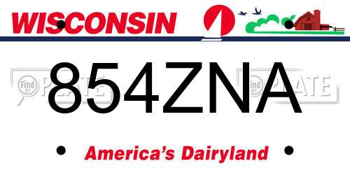 854ZNA Wisconsin License Plate