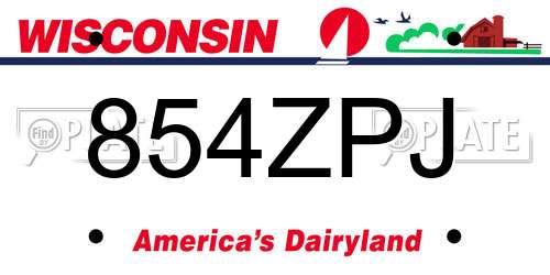 854ZPJ Wisconsin License Plate
