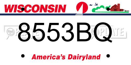 8553BQ Wisconsin License Plate
