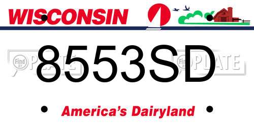 8553SD Wisconsin License Plate