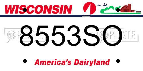 8553SO Wisconsin License Plate