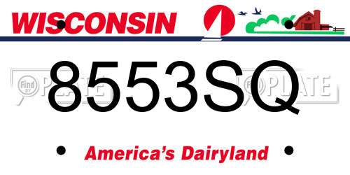 8553SQ Wisconsin License Plate