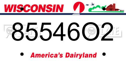 85546O2 Wisconsin License Plate