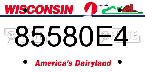 85580E4 Wisconsin License Plate