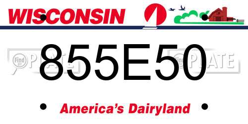 855E50 Wisconsin License Plate