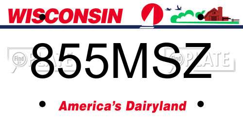 855MSZ Wisconsin License Plate