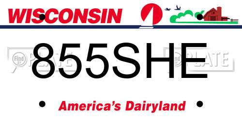 855SHE Wisconsin License Plate