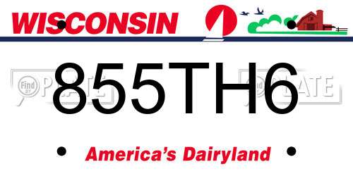 855TH6 Wisconsin License Plate