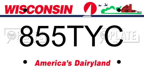 855TYC Wisconsin License Plate