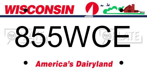 855WCE Wisconsin License Plate