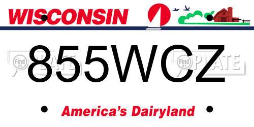 855WCZ Wisconsin License Plate
