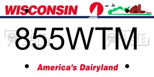 855WTM Wisconsin License Plate