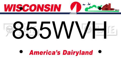 855WVH Wisconsin License Plate
