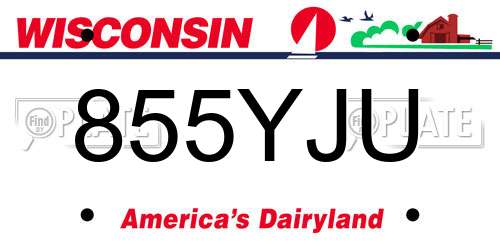 855YJU Wisconsin License Plate