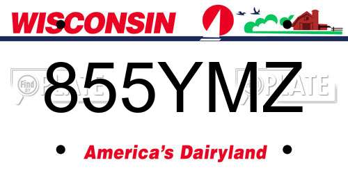 855YMZ Wisconsin License Plate