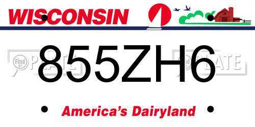 855ZH6 Wisconsin License Plate